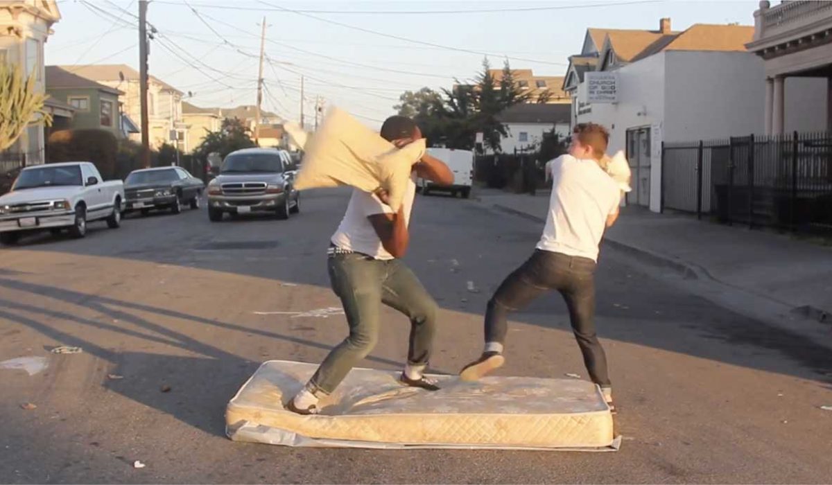 Brontez Purnell, Pillow Fight, video still, 2016. Video, 4 min. 1 sec. Courtesy of the artist, videography by Sophia Wang. © Brontez Purnell