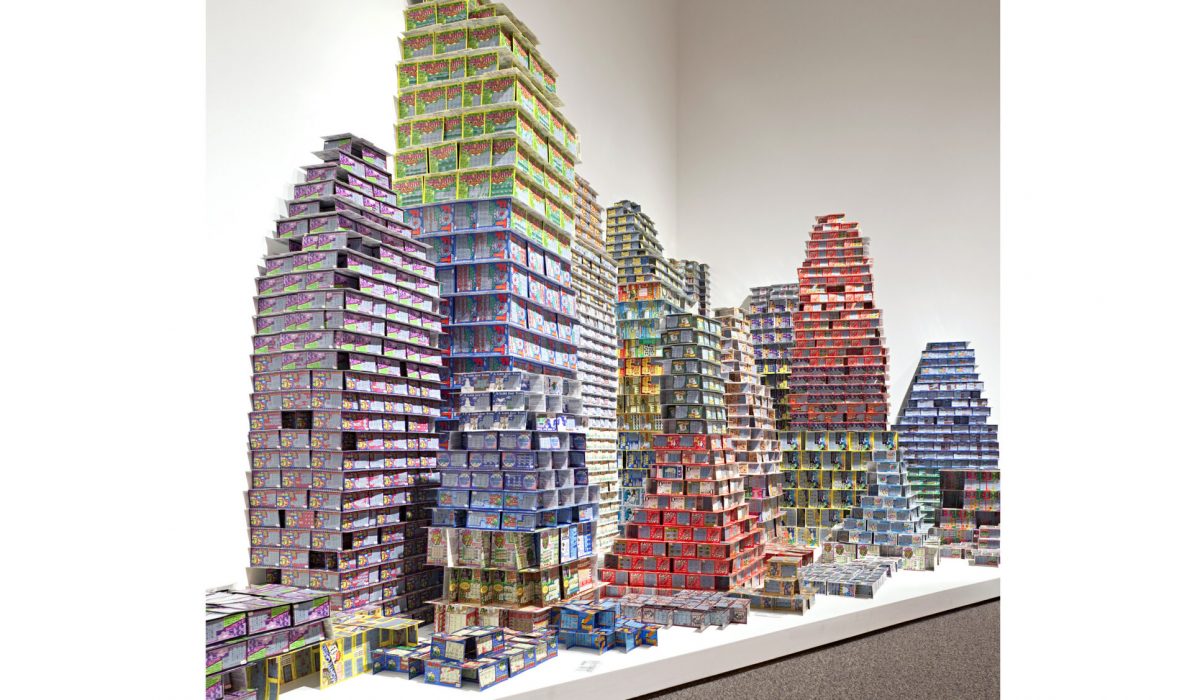 Jean Shin, Chance City, 2001-2009. $32,404 worth of discarded "Scratch & Win" losing lottery tickets (no adhesive), approximately 7 x 21 x 10 ft. Courtesy the artist and Praise Shadows, Boston. © Jean Shin