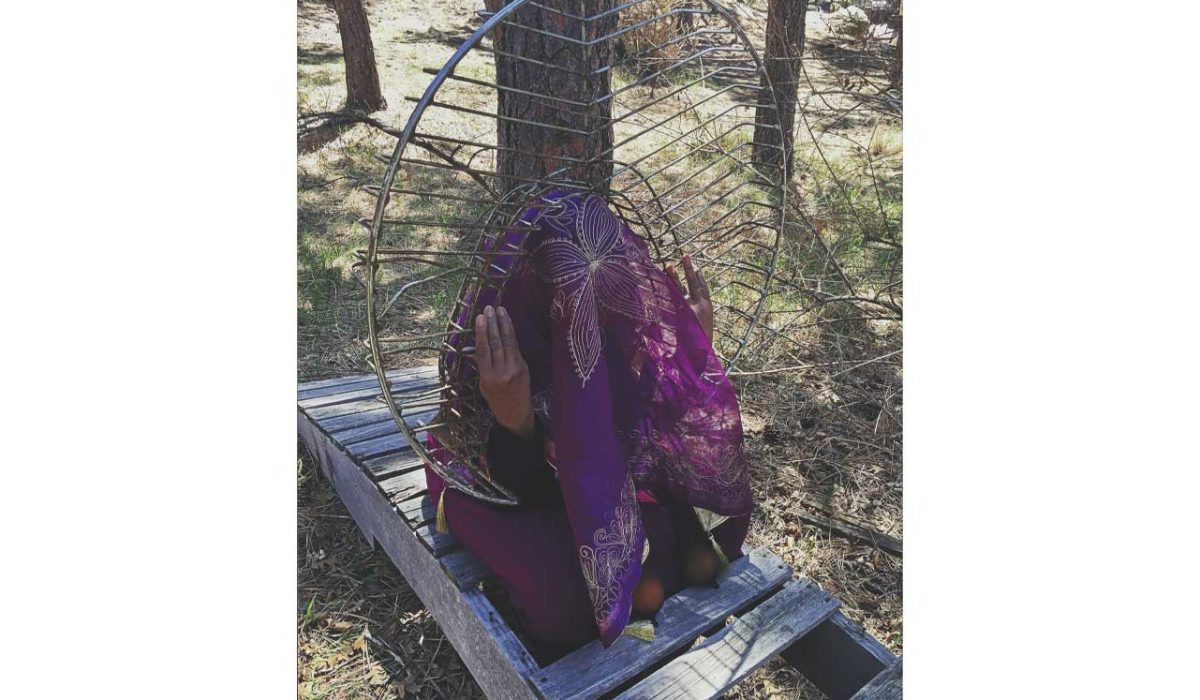 Senga Nengudi, In My Back Yard, April 2020, 2020. Archival pigment print on Epson hot press print paper, 40 x 30 in, edition 1/5. Weatherspoon Art Museum, UNC Greensboro. Gift of Ms. Dominique Lévy & Mr. Brett Gorvy; 2024.22 © Senga Nengudi, 2025