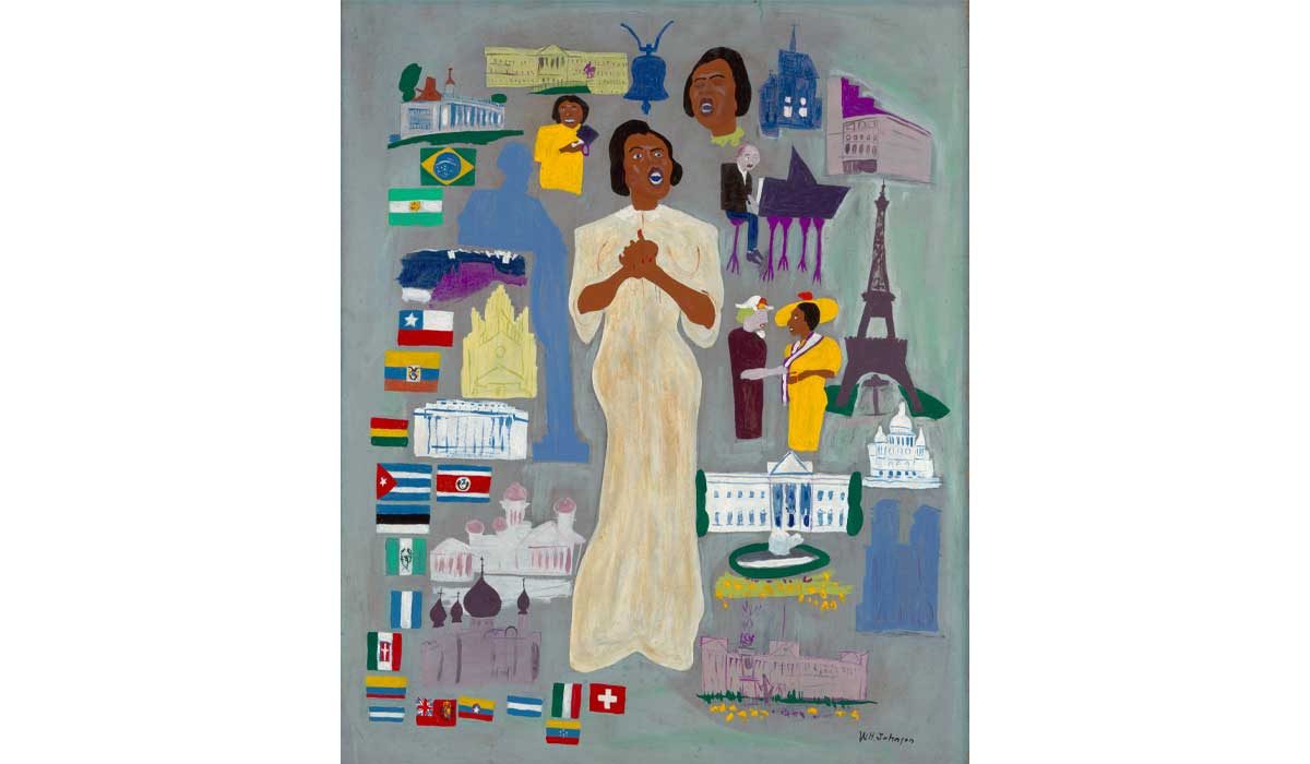 William H. Johnson, Marian Anderson,, about 1945. Oil on paperboard, 35 5/8 x 28 7/8 in. Smithsonian American Art Museum. Gift of the Harmon Foundation; 1967.59.657
