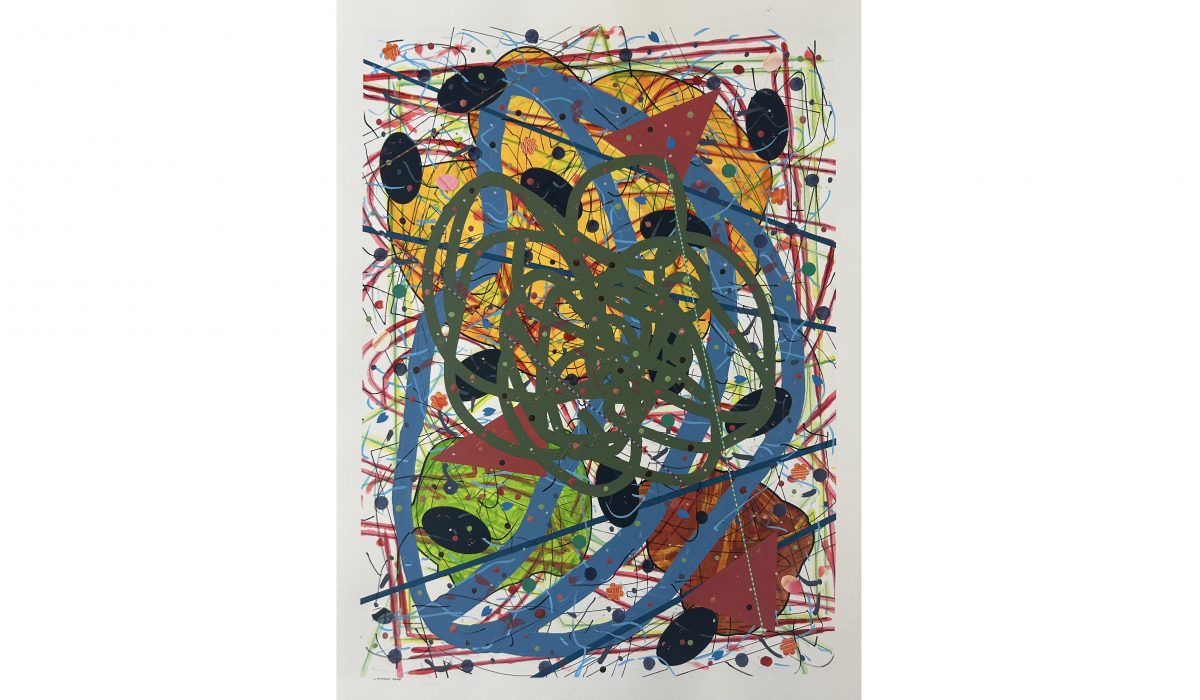 Morgan, Promethean Liberation, 2024. Acrylic paint, watercolor pencil, marker, ink, and collage on paper; 24 x 18 in. Courtesy of the artist. © Morgan, photography by Wenc Photo