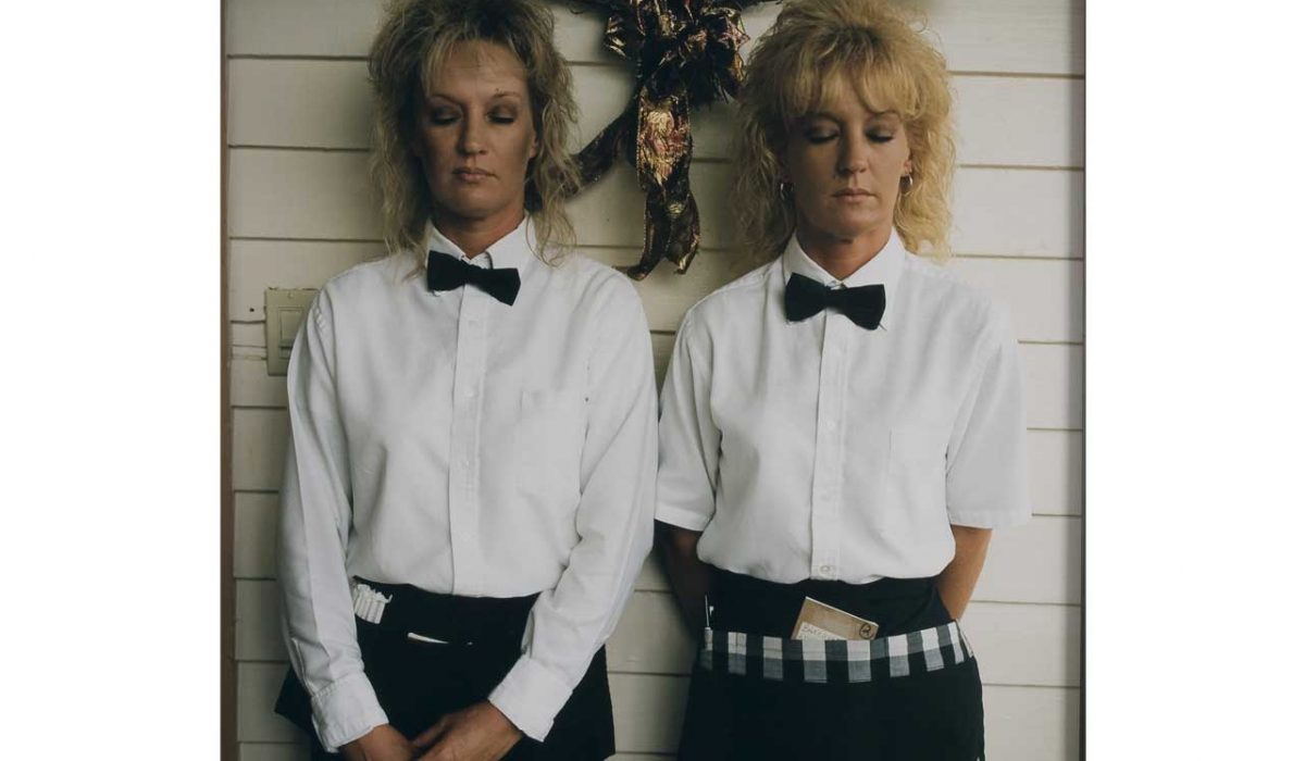 elin o'Hara slavick, Terry Le Blanc and Sherry Puckett, Servers, The Iberian Restaurant, New Iberia, Louisiana from the series Workers Dreaming, 1999. Dye coupler print, 29 3/4 x 29 1/8 in. Weatherspoon Art Museum, UNC Greensboro. Museum purchase with funds from the Joseph R. Morton Acquisition Endowment; 2006.5 © elin o'Hara slavick